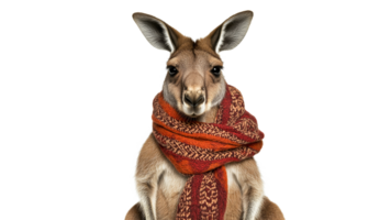 Kangaroo in a colorful scarf in studio png