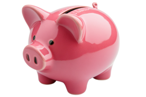 Cute pink piggy bank for saving coins png