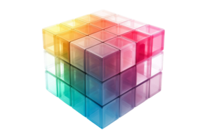 Colorful transparent cube with gradient design png