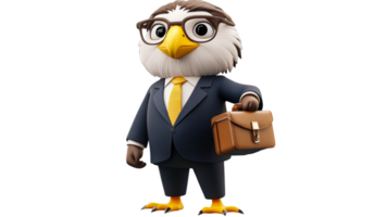 Business bird in suit with briefcase png