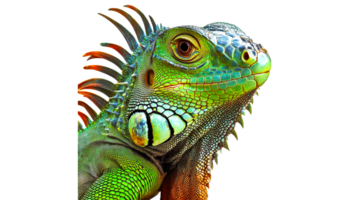 Iguana shows vibrant, colorful scales png