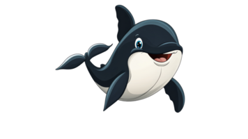 Cartoon dolphin swimming happily in animated style png