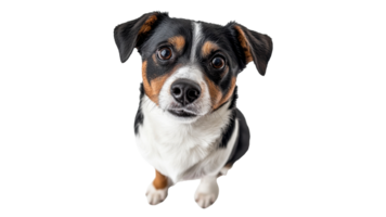 Adorable dog looking curiously at the camera png
