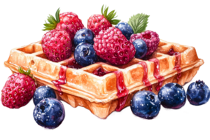 Waffle with berries and syrup png