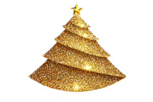 Golden Christmas tree with sparkles png