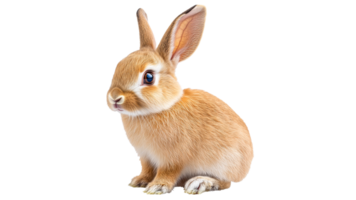 Brown rabbit sitting on white png