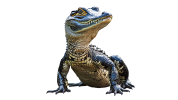 Young alligator resting on a white background png