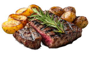 Grilled steak with roasted potatoes png