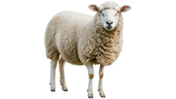 Sheep standing in a grassy field with soft wool png
