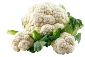 Fresh cauliflower with green leaves on display png