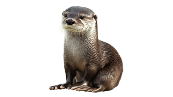 Otter sitting calmly on a white background png
