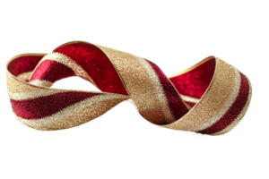 Decorative ribbon with red and gold glitter design png