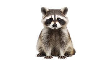 Raccoon sitting calmly while looking at the camera png