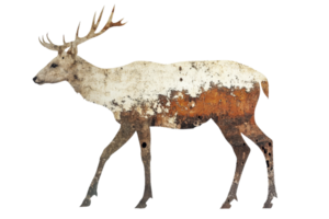 Artwork depicting a stag with rustic texture png