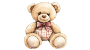 Soft teddy bear sitting with a friendly expression png