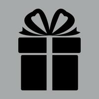 black and white icon of gift box with bow isolated on white background vector