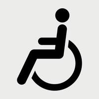 bkack and white sign icon of wheelchair on white background vector