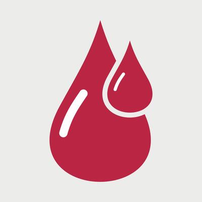 colored blood drop icon on white background