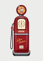 red retro gas station with indicator front view on white background vector