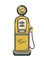yellow retro gas station with indicator front view on white background vector