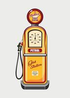 yellow retro gas station with indicator front view isolated on white background vector