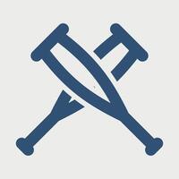 black and white icon of crossed crutches on white background vector