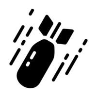 black and white falling bomb icon sign on white background vector