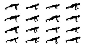 Man push up silhouette collection vector