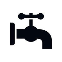 black monochrome water tap icon isolated on white background vector