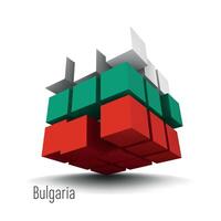 national flag of Bulgaria in the form of a cube on a white background vector