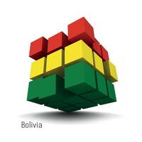 national flag of bolivia in the form of a cube on a white background vector