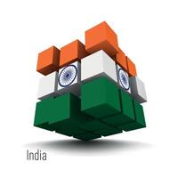 national flag of India in the form of a cube on a white background vector