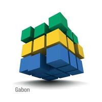 national flag of Gabon in the form of a cube on a white background vector