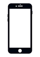 black and white smartphone icon front view isolated on white background vector