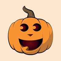 funny scary halloween pumpkin icon with smile isolated on white background vector