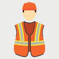 icon of worker in vest and helmet on white background vector