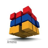national flag of Armenia in the form of a cube on a white background vector