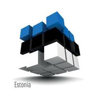 national flag of Estonia in the form of a cube on a white background vector