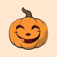 funny scary halloween pumpkin icon with smile vector