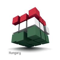national flag of Hungary in the form of a cube on a white background vector