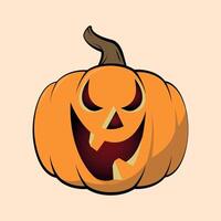funny pumpkin face icon for halloween with smile on white background vector