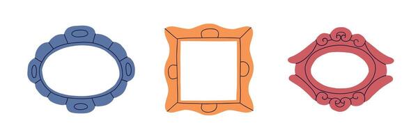 Set of decorative frame or border drawing in flat style. Hand drawn illustration. vector