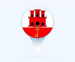 Map pointer with flag of Gibraltar. vector