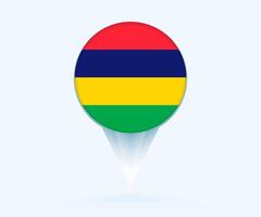 Map pointer with flag of Mauritius. vector