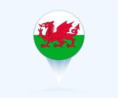 Map pointer with flag of Wales. vector