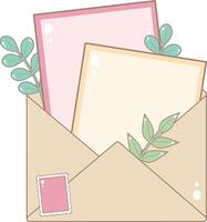 Open Envelope With Cards. Cute and Simple Style. vector