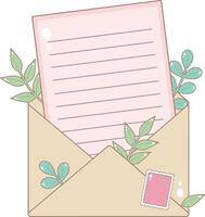 Open Envelope With Paper Letter. Cute and Simple Style. vector