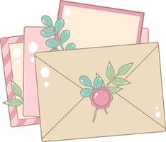 A Card and Three Envelopes. Cute and Simple Style. vector