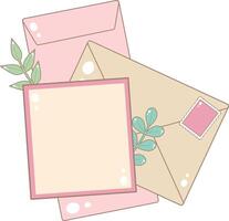 A Card and Two Envelopes. Cute and Simple Style. vector