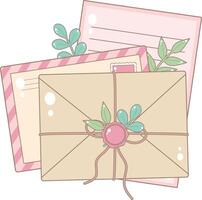 Two Envelopes and A Paper Letter. Cute and Simple Style. vector